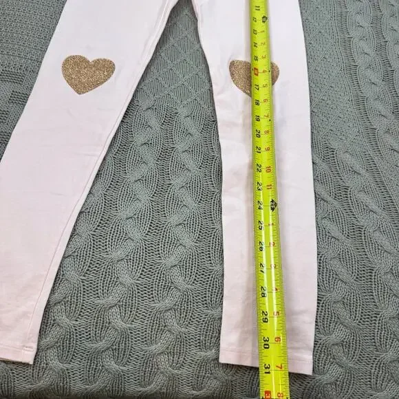 Crewcuts Pink Kids Leggings with Gold Heart Accents ~ L - Picture 4 of 8
